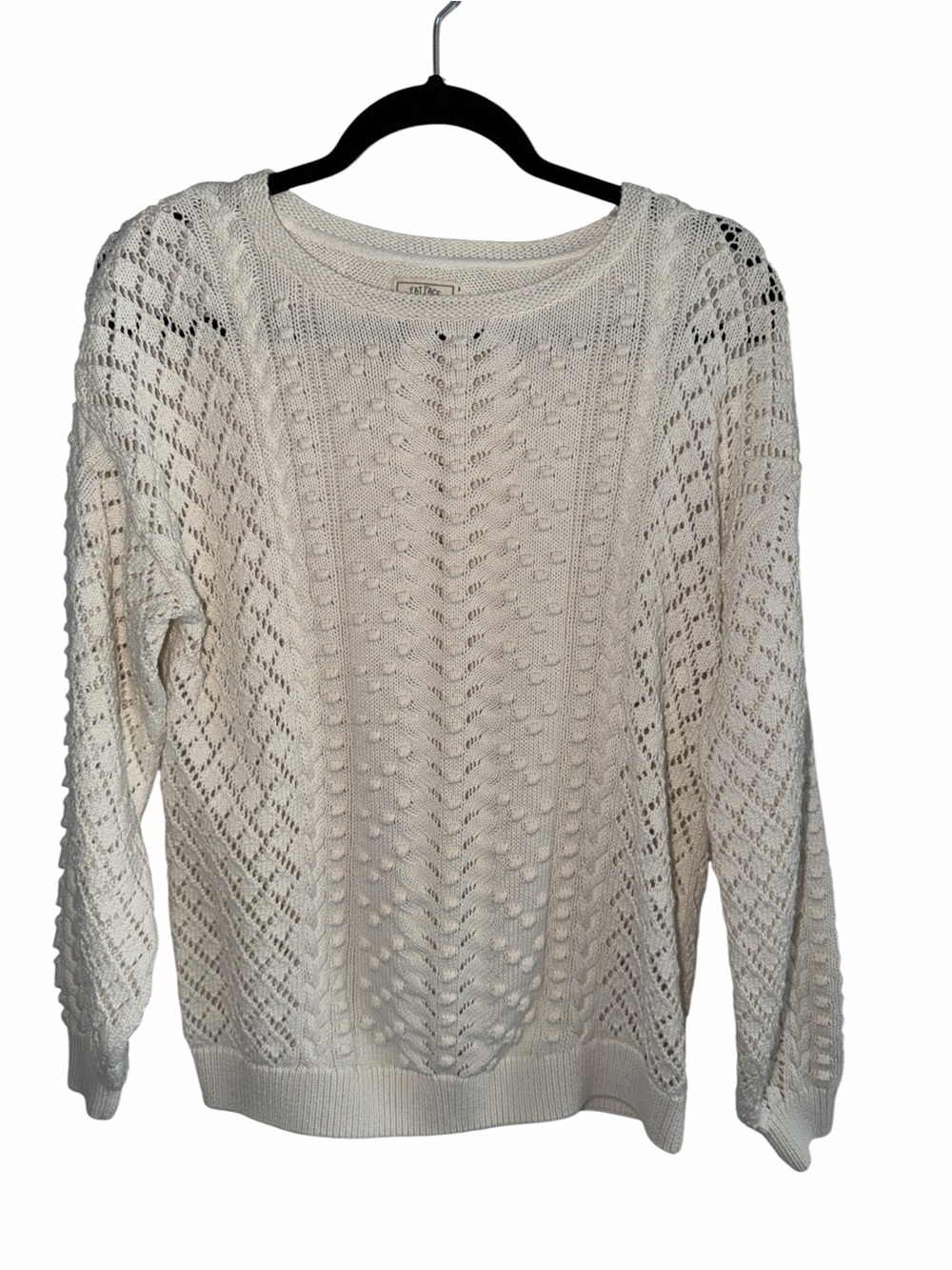 Fat Face Cream Openwork Crewneck Sweater Size 8 - Picture 5 of 12